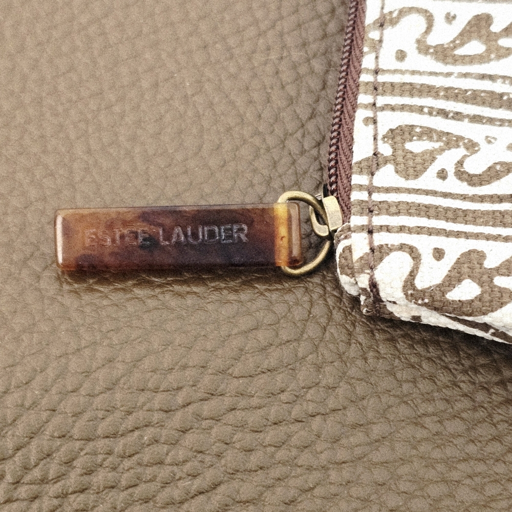 Estee Lauder Brown Long Tote with matching cosmetic bag set NEW - Picture 7 of 8